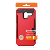 REIKO ALCATEL TRU SLIM ARMOR HYBRID CASE WITH CARD HOLDER IN RED