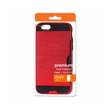 REIKO IPHONE 6 PLUS SLIM ARMOR HYBRID CASE WITH CARD HOLDER IN RED
