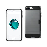 REIKO IPHONE 7 PLUS SLIM ARMOR HYBRID CASE WITH CARD HOLDER IN GRAY