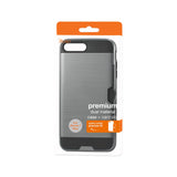 REIKO IPHONE 7 PLUS SLIM ARMOR HYBRID CASE WITH CARD HOLDER IN GRAY