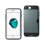 REIKO IPHONE 7 PLUS SLIM ARMOR HYBRID CASE WITH CARD HOLDER IN NAVY