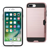 REIKO IPHONE 7 PLUS SLIM ARMOR HYBRID CASE WITH CARD HOLDER IN ROSE GOLD
