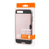 REIKO IPHONE 7 PLUS SLIM ARMOR HYBRID CASE WITH CARD HOLDER IN ROSE GOLD