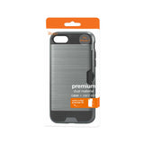 REIKO IPHONE 7 SLIM ARMOR HYBRID CASE WITH CARD HOLDER IN GRAY