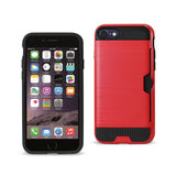 REIKO IPHONE 7 SLIM ARMOR HYBRID CASE WITH CARD HOLDER IN RED