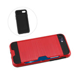 REIKO IPHONE 7 SLIM ARMOR HYBRID CASE WITH CARD HOLDER IN RED