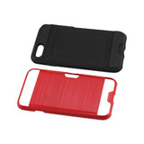 REIKO IPHONE 7 SLIM ARMOR HYBRID CASE WITH CARD HOLDER IN RED