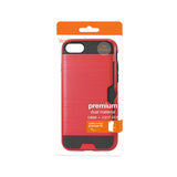 REIKO IPHONE 7 SLIM ARMOR HYBRID CASE WITH CARD HOLDER IN RED
