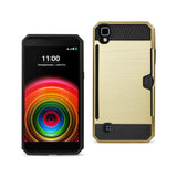REIKO LG K6 SLIM ARMOR HYBRID CASE WITH CARD HOLDER IN GOLD