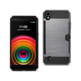 REIKO LG K6 SLIM ARMOR HYBRID CASE WITH CARD HOLDER IN GRAY