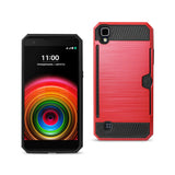 REIKO LG K6 SLIM ARMOR HYBRID CASE WITH CARD HOLDER IN RED
