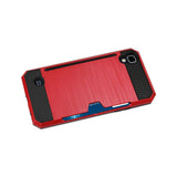 REIKO LG K6 SLIM ARMOR HYBRID CASE WITH CARD HOLDER IN RED