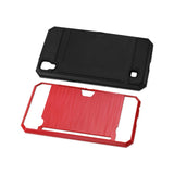 REIKO LG K6 SLIM ARMOR HYBRID CASE WITH CARD HOLDER IN RED
