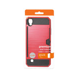 REIKO LG K6 SLIM ARMOR HYBRID CASE WITH CARD HOLDER IN RED