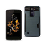 REIKO LG K8 SLIM ARMOR HYBRID CASE WITH CARD HOLDER IN NAVY