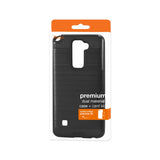 REIKO LG STYLUS 2 SLIM ARMOR HYBRID CASE WITH CARD HOLDER IN BLACK
