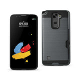 REIKO LG STYLUS 2 SLIM ARMOR HYBRID CASE WITH CARD HOLDER IN GRAY