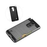REIKO LG STYLUS 2 SLIM ARMOR HYBRID CASE WITH CARD HOLDER IN GRAY