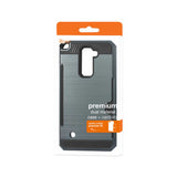 REIKO LG STYLUS 2 PLUS SLIM ARMOR HYBRID CASE WITH CARD HOLDER IN NAVY