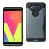 REIKO LG V20 SLIM ARMOR HYBRID CASE WITH CARD HOLDER IN GRAY