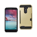 REIKO ZTE ZMAX PRO SLIM ARMOR HYBRID CASE WITH CARD HOLDER IN GOLD
