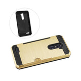 REIKO ZTE ZMAX PRO SLIM ARMOR HYBRID CASE WITH CARD HOLDER IN GOLD