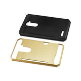 REIKO ZTE ZMAX PRO SLIM ARMOR HYBRID CASE WITH CARD HOLDER IN GOLD