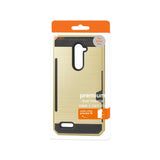 REIKO ZTE ZMAX PRO SLIM ARMOR HYBRID CASE WITH CARD HOLDER IN GOLD