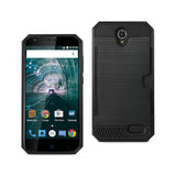 REIKO ZTE WARP 7/ Z959 SLIM ARMOR HYBRID CASE WITH CARD HOLDER IN BLACK