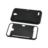 REIKO ZTE WARP 7/ Z959 SLIM ARMOR HYBRID CASE WITH CARD HOLDER IN BLACK