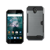 REIKO ZTE WARP 7/ Z959 SLIM ARMOR HYBRID CASE WITH CARD HOLDER IN GRAY