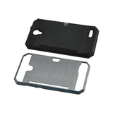 REIKO ZTE WARP 7/ Z959 SLIM ARMOR HYBRID CASE WITH CARD HOLDER IN GRAY