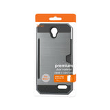 REIKO ZTE WARP 7/ Z959 SLIM ARMOR HYBRID CASE WITH CARD HOLDER IN GRAY