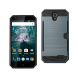 REIKO ZTE WARP 7/ Z959 SLIM ARMOR HYBRID CASE WITH CARD HOLDER IN NAVY