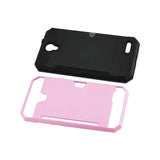REIKO ZTE WARP 7/ Z959 SLIM ARMOR HYBRID CASE WITH CARD HOLDER IN PINK