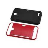 REIKO ZTE WARP 7/ Z959 SLIM ARMOR HYBRID CASE WITH CARD HOLDER IN RED