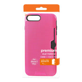 REIKO IPHONE 7 PLUS SLIM MESH SURFACE ARMOR HYBRID CASE WITH CARD HOLDER IN HOT PINK