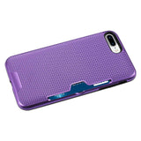REIKO IPHONE 7 PLUS SLIM MESH SURFACE ARMOR HYBRID CASE WITH CARD HOLDER IN PURPLE