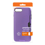 REIKO IPHONE 7 PLUS SLIM MESH SURFACE ARMOR HYBRID CASE WITH CARD HOLDER IN PURPLE