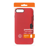 REIKO IPHONE 7 PLUS SLIM MESH SURFACE ARMOR HYBRID CASE WITH CARD HOLDER IN RED