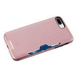 REIKO IPHONE 7 PLUS SLIM MESH SURFACE ARMOR HYBRID CASE WITH CARD HOLDER IN ROSE GOLD
