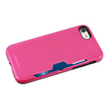 REIKO IPHONE 7 SLIM MESH SURFACE ARMOR HYBRID CASE WITH CARD HOLDER IN PURPLE