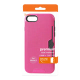 REIKO IPHONE 7 SLIM MESH SURFACE ARMOR HYBRID CASE WITH CARD HOLDER IN PURPLE