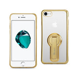 REIKO IPHONE 7 BUMPER CASE WITH KICKSTAND AND AIR CUSHION PROTECTION IN CLEAR GOLD