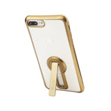 REIKO IPHONE 7 BUMPER CASE WITH KICKSTAND AND AIR CUSHION PROTECTION IN CLEAR GOLD
