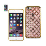 REIKO IPHONE 6S PLUS FLEXIBLE 3D RHOMBUS PATTERN TPU CASE WITH SHINY FRAME IN PINK