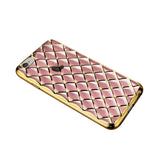 REIKO IPHONE 6S PLUS FLEXIBLE 3D RHOMBUS PATTERN TPU CASE WITH SHINY FRAME IN PINK