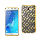 REIKO SAMSUNG GALAXY J7 FLEXIBLE 3D RHOMBUS PATTERN TPU CASE WITH SHINY FRAME IN BLACK