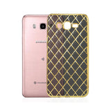 REIKO SAMSUNG GALAXY J7 FLEXIBLE 3D RHOMBUS PATTERN TPU CASE WITH SHINY FRAME IN BLACK