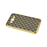 REIKO SAMSUNG GALAXY J7 FLEXIBLE 3D RHOMBUS PATTERN TPU CASE WITH SHINY FRAME IN BLACK